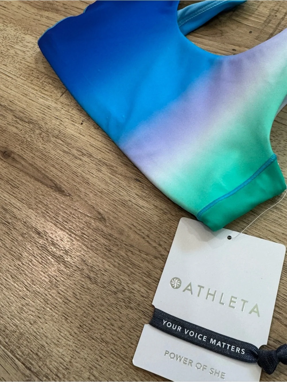 Athleta Ombre Blue to Green Athletic Swim Top